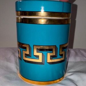 Teal and Gold Decorative Jar